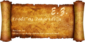 Erdődy Zakariás névjegykártya